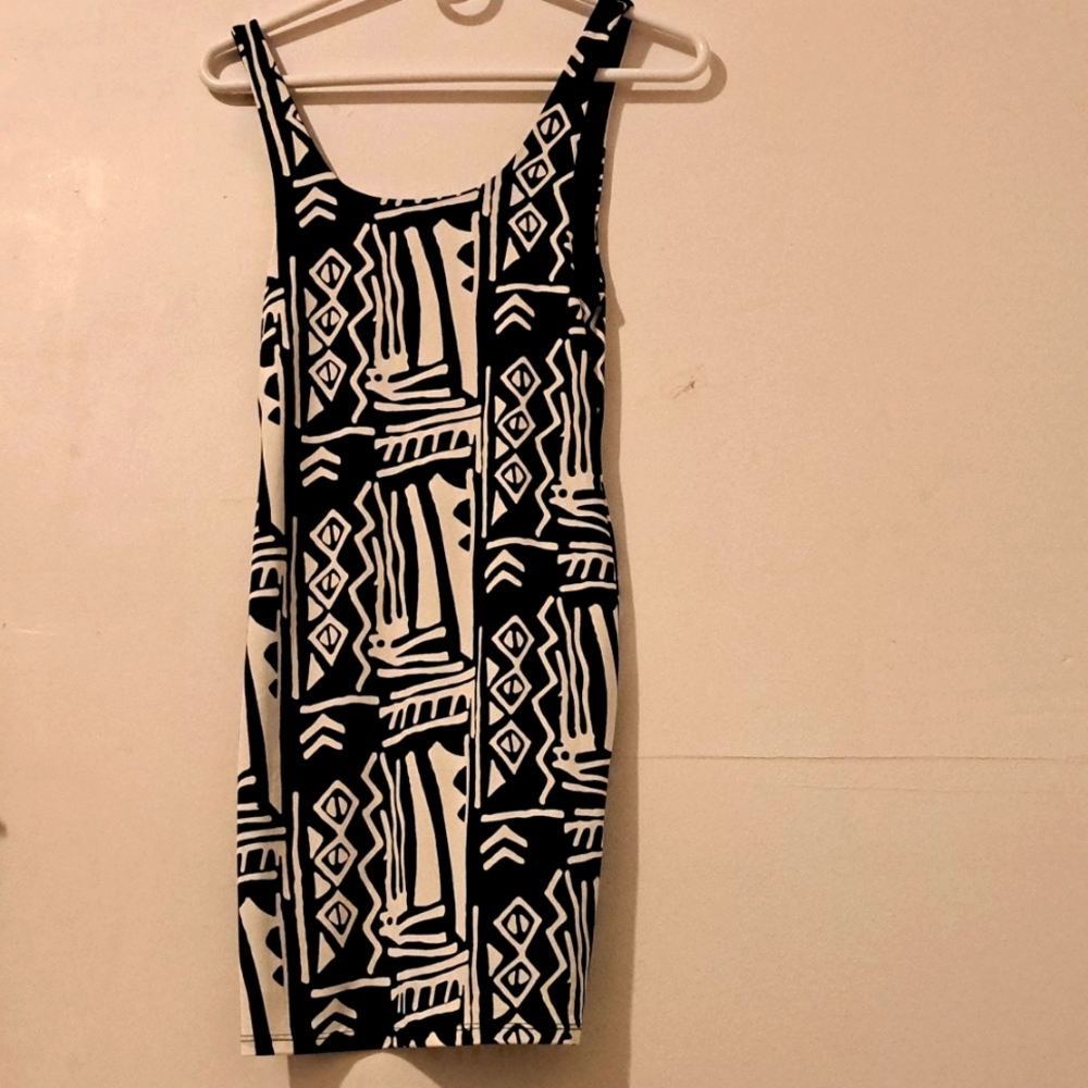African Tribal black &white bodycon dress